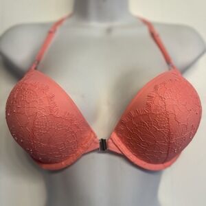 Victoria's Secret Bombshell Plunge Super Push-up Bra 34C Lace Front Closure NEW